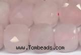 CCU1053 15 inches 8mm faceted cube rose quartz beads