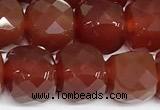 CCU1067 15 inches 8mm faceted cube red agate beads