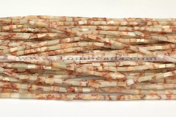 CCU1092 15 inches 2*4mm cuboid red net jasper beads