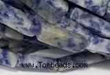 CCU1135 15 inches 4*13mm cuboid blue spot stone beads