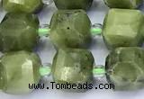 CCU1293 15 inches 9mm - 10mm faceted cube Canadian jade beads