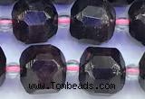 CCU1306 15 inches 9mm - 10mm faceted cube red garnet beads