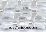 CCU1310 15 inches 7mm - 8mm faceted cube white crystal beads