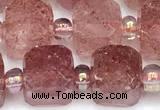 CCU1317 15 inches 7mm - 8mm faceted cube strawberry quartz beads