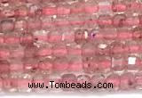 CCU1327 15 inches 2.5mm faceted cube strawberry quartz beads