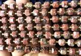 CCU1379 15 inches 6mm - 7mm faceted cube red sesame jasper beads