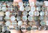 CCU1460 15 inches 8mm - 9mm faceted cube green phantom quartz beads