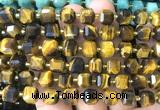 CCU1467 15 inches 8mm - 9mm faceted cube grade A yellow tiger eye beads