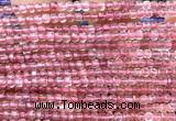 CCU1606 15 inches 2.5mm faceted cube strawberry quartz beads