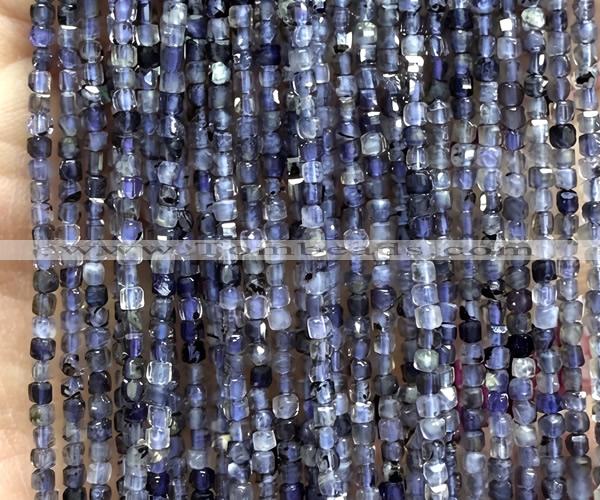 CCU1667 15 inches 2.5mm faceted cube iolite gemstone beads