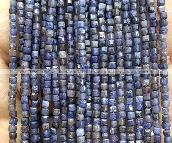 CCU1678 15 inches 2.5mm faceted cube sapphire gemstone beads