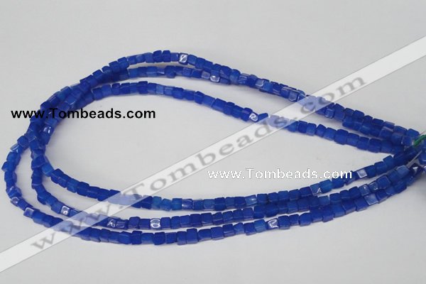 CCU18 15.5 inches 4*4mm cube dyed white jade beads wholesale