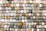 CCU1830 15 inches 4mm faceted cube rainbow moonstone beads