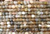 CCU1831 15 inches 4mm faceted cube rainbow moonstone beads