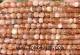 CCU1834 15 inches 4mm faceted cube golden sunstone beads