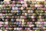 CCU1843 15 inches 4mm faceted cube tourmaline gemstone beads