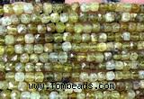 CCU1858 15 inches 4mm faceted cube green garnet gemstone beads
