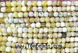 CCU1868 15 inches 4mm faceted cube yellow opal beads wholesale