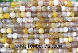 CCU1886 15 inches 4mm faceted cube Botswana agate beads