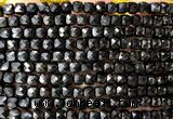 CCU1890 15 inches 4mm faceted cube black agate beads