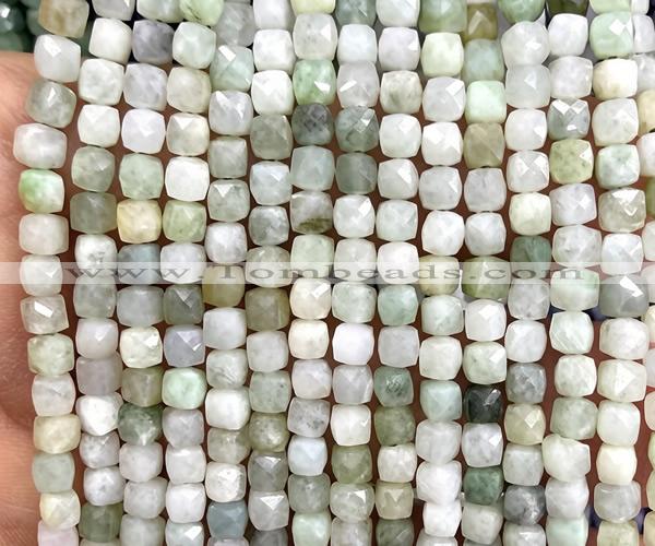 CCU1896 15 inches 4mm faceted cube jade gemstone beads