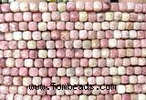 CCU1900 15 inches 4mm faceted cube pink wooden jasper beads