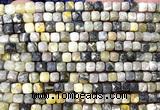 CCU1904 15 inches 4mm faceted cube eagle eye jasper beads