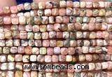 CCU1916 15 inches 4mm faceted cube rhodochrosite gemstone beads