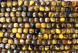 CCU1917 15 inches 4mm faceted cube yellow tiger eye beads