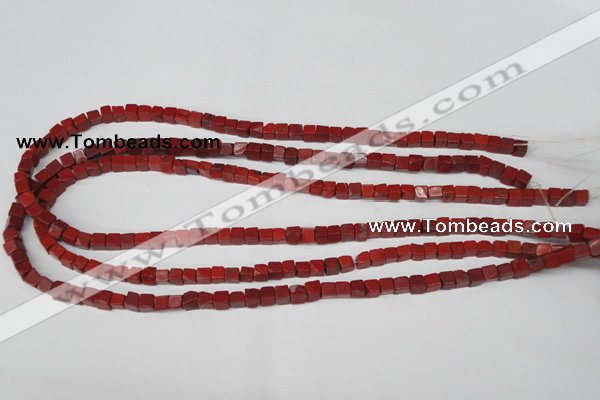 CCU21 15.5 inches 5*5mm cube red jasper beads wholesale