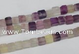 CCU23 15.5 inches 5*5mm cube rainbow fluorite beads wholesale