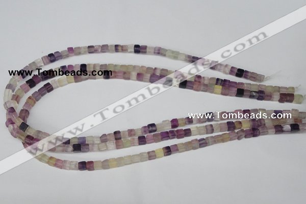 CCU23 15.5 inches 5*5mm cube rainbow fluorite beads wholesale