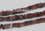 CCU25 15.5 inches 5*5mm cube red picture jasper beads wholesale