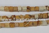 CCU29 15.5 inches 5*5mm cube picture jasper beads wholesale