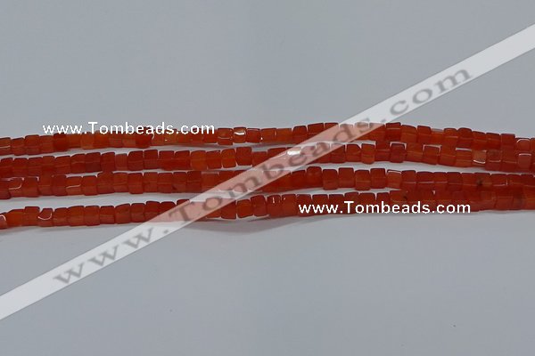 CCU305 15.5 inches 4*4mm cube red agate beads wholesale