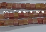 CCU308 15.5 inches 4*4mm cube pink wooden jasper beads wholesale