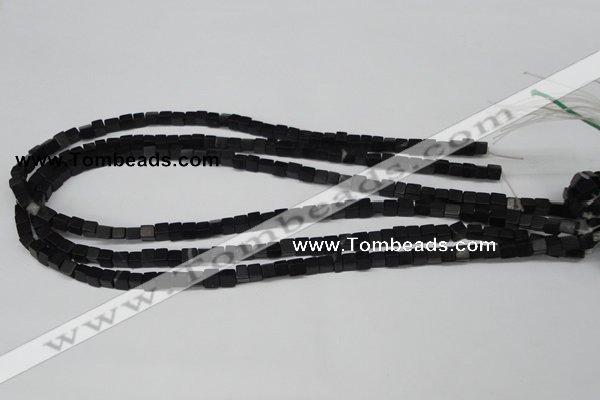 CCU31 15.5 inches 5*5mm cube black agate beads wholesale