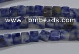 CCU313 15.5 inches 4*4mm cube blue spot stone beads wholesale