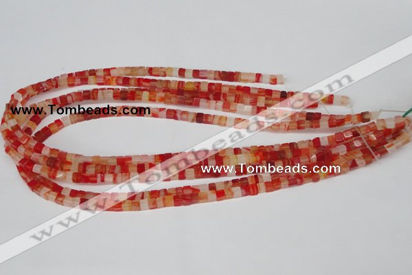 CCU32 15.5 inches 5*5mm cube red agate beads wholesale