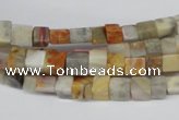 CCU33 15.5 inches 5*5mm cube bamboo leaf agate beads wholesale