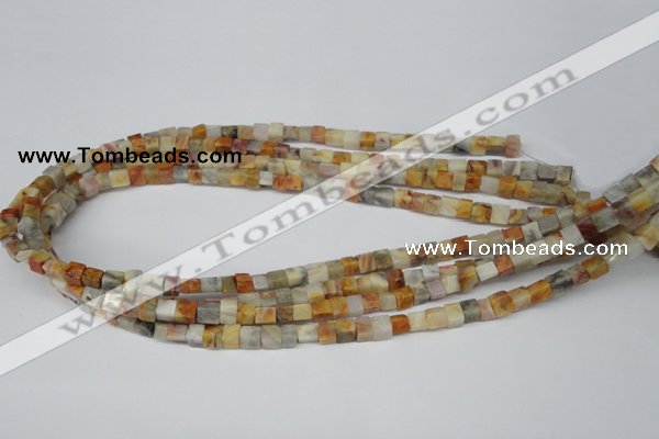 CCU33 15.5 inches 5*5mm cube bamboo leaf agate beads wholesale