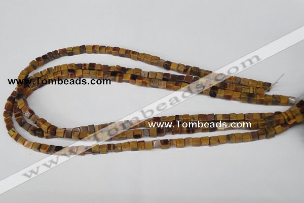 CCU34 15.5 inches 5*5mm cube yellow tiger eye beads wholesale