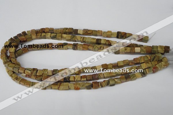 CCU41 15.5 inches 6*6mm cube picasso jasper beads wholesale