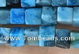 CCU453 15.5 inches 4*4mm cube blue crazy lace agate beads