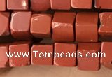 CCU456 15.5 inches 4*4mm cube red jasper beads wholesale