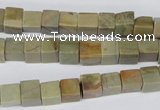 CCU47 15.5 inches 6*6mm cube silver leaf jasper beads wholesale