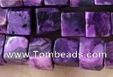 CCU484 15.5 inches 6*6mm cube purple crazy lace agate beads