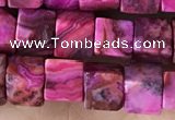 CCU485 15.5 inches 6*6mm cube fuchsia crazy lace agate beads