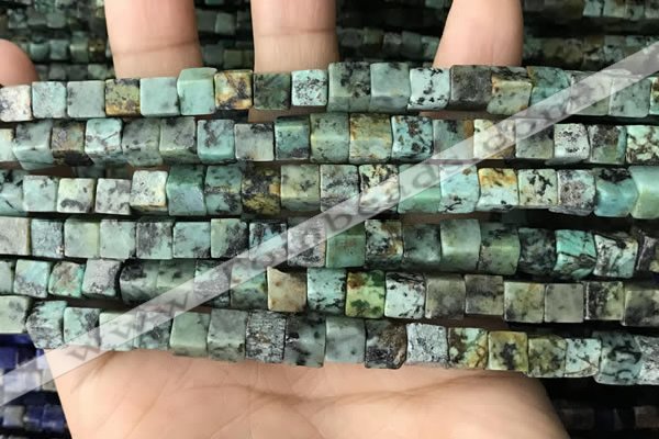 CCU487 15.5 inches 6*6mm cube African turquoise beads wholesale