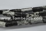 CCU505 15.5 inches 4*13mm cuboid black & white jasper beads wholesale